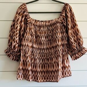 Marigold Victoria Dunn Brown Patterned Blouse NEW